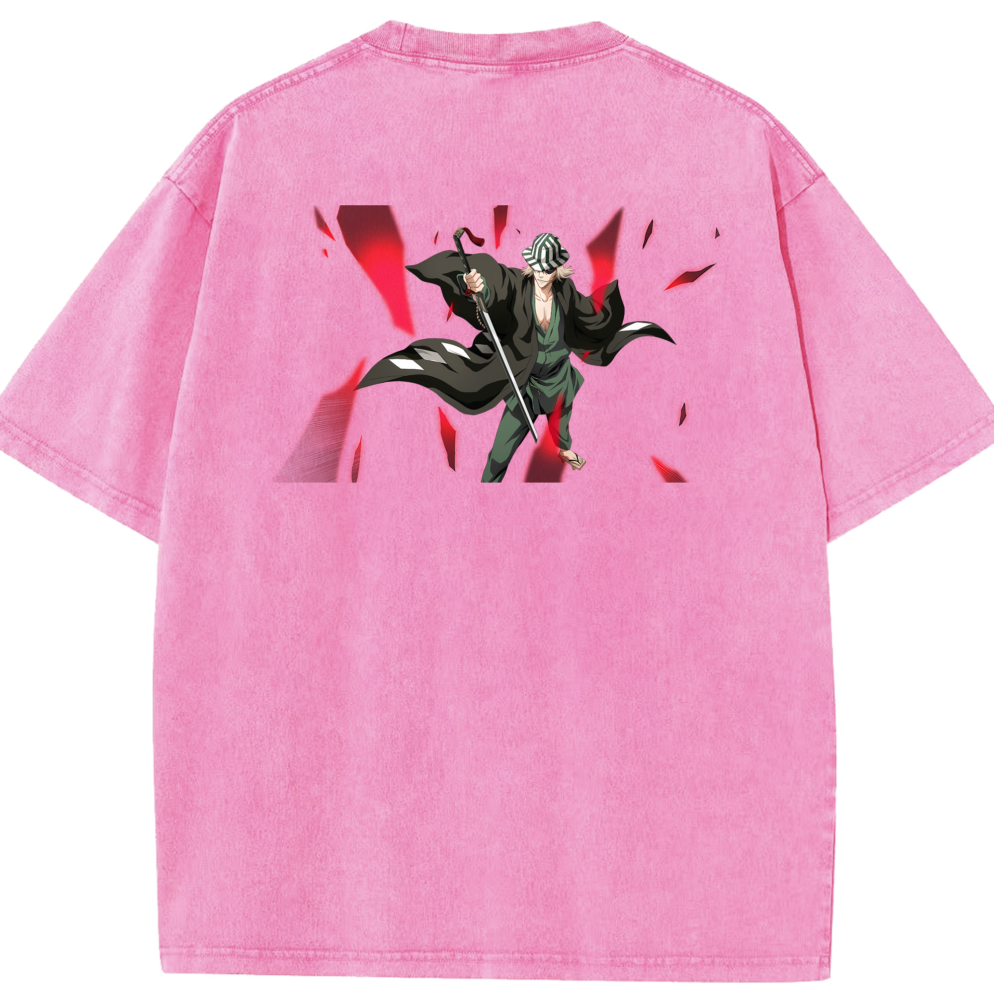 （画像用） "ブリーチ 浦原 喜助（うらはら きすけ） BLEACH Urahara Kisuke " 綿100% ヴィンテージ風 半袖Tシャツ（背面プリント）